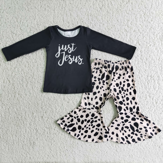 promotion RTS 6 B6-2 Just Jesus Leopard Girls Long Sleeve Bell Bottom Pants Outfits