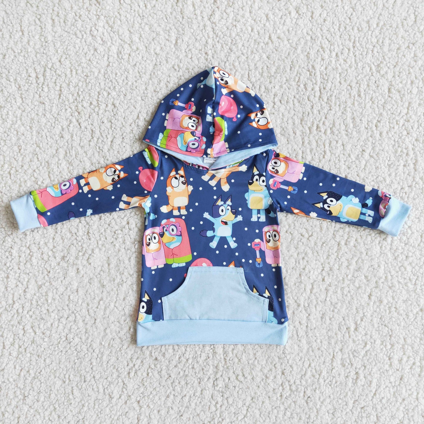 6 B2-31 Blue Dog Cartoon Long Sleeve Top Hoodies Boys T-shirts