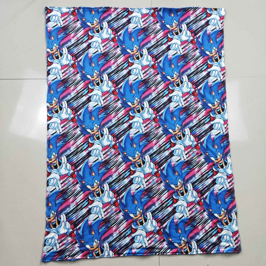 BL0038 Blue Speed Cartoon Print Blanket