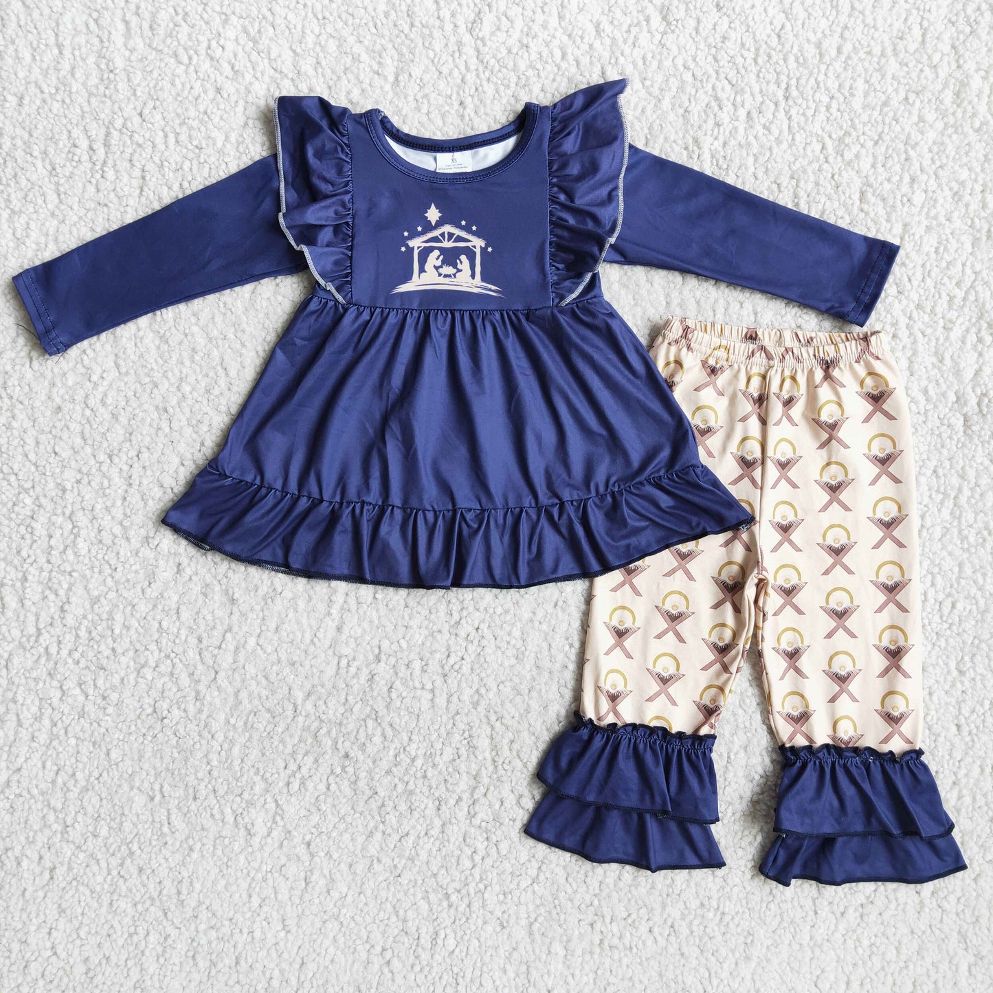 6 B11-25 Christmas Girls Navy Outfits
