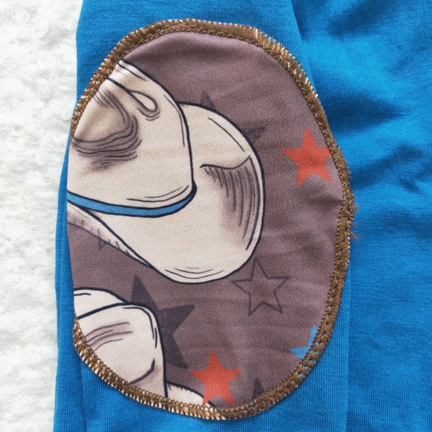 promotion BT0101 Blue Howdy Hat Cowboy Western Boys Long Sleeve Top Collar Polo Pullover T-Shirts