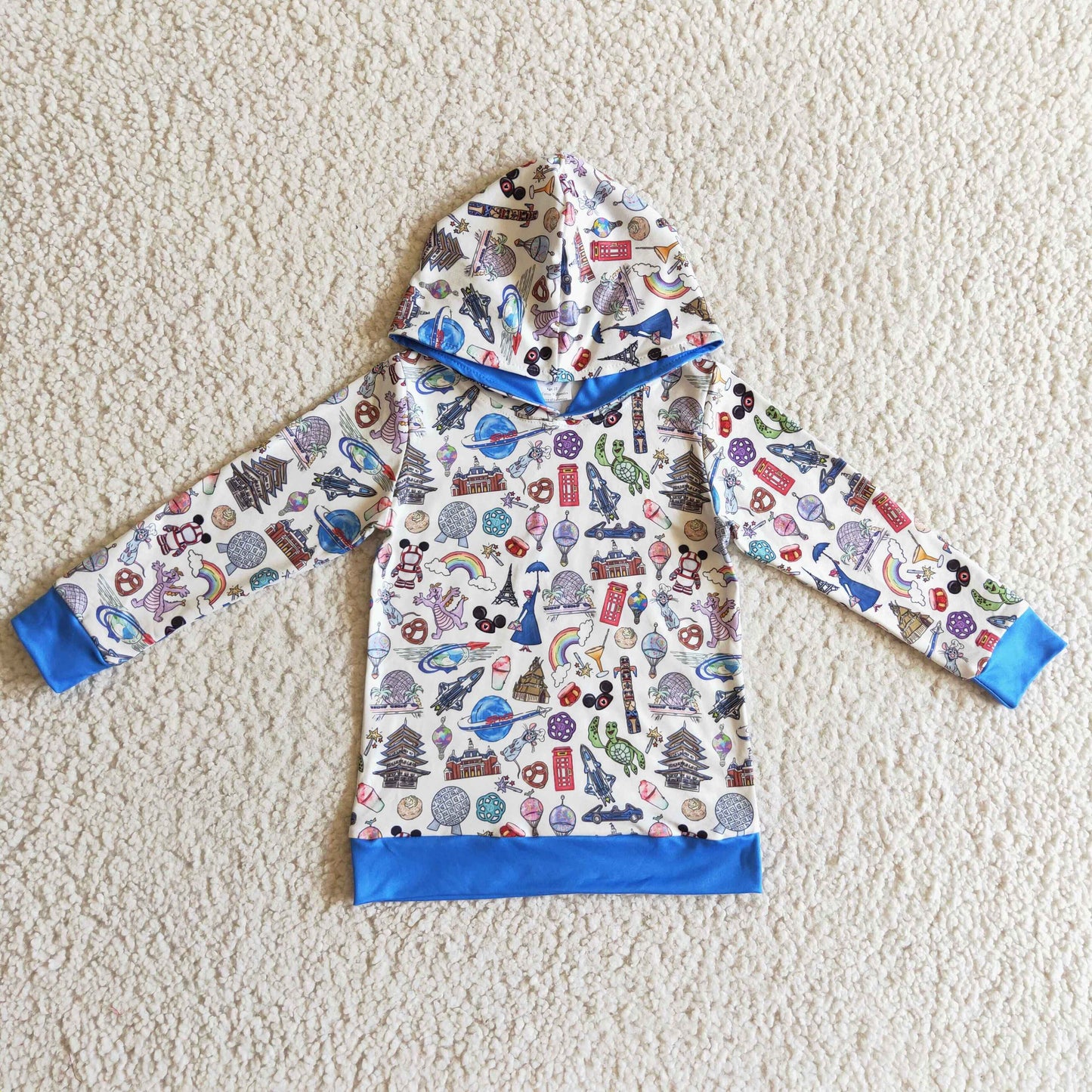 promotion BT0118 Blue M Cartoon Boys Long Sleeve Hoodies Top