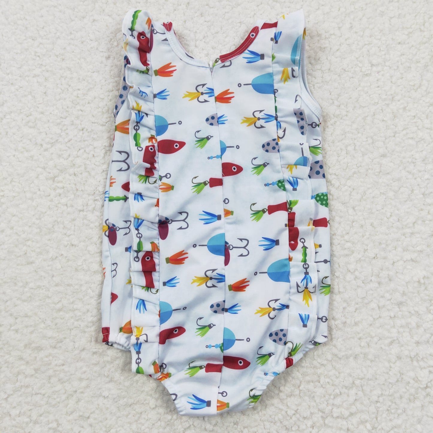 S0043 Fishing Blue Girls Swimming Bathing Suits Swimsuits