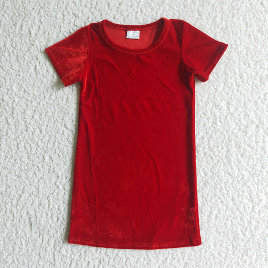 B16-4 Red Velvet Girls Short Sleeve Dresses