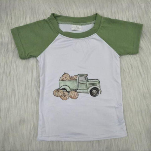 Fall Pumpkin Short Raglan Sleeve Boys Casual Toddler T-shits