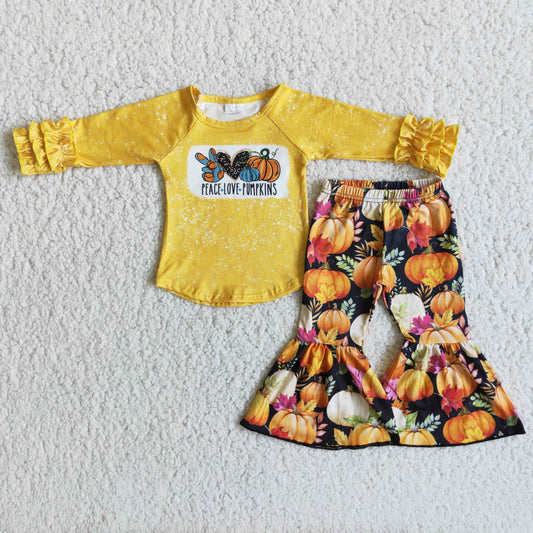 Fall Kids Clothing Pumpkin Long Sleeve Peace Love Outfits