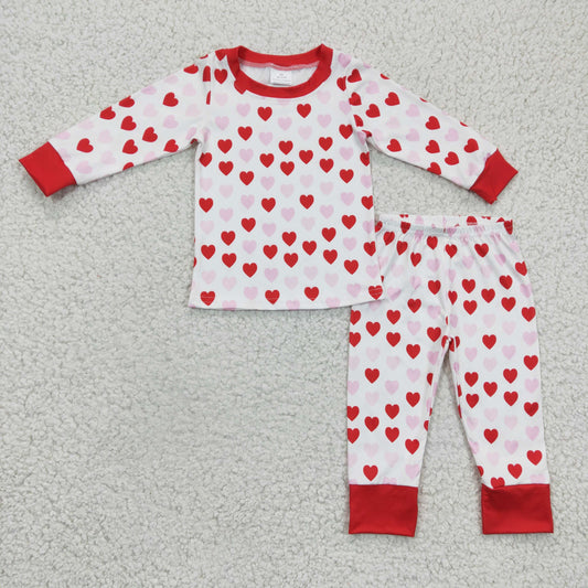 GLP0360 Valentine Red Pink Love Girls Long Sleeve Pants Outfits Pajamas