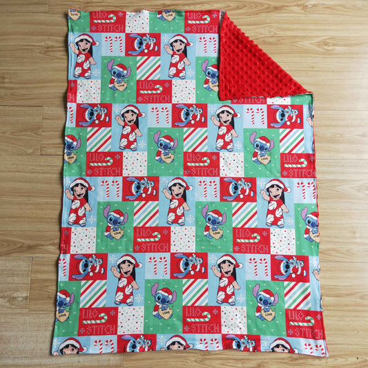 BL0032 Christmas Red Green Blue Cartoon Print Blanket