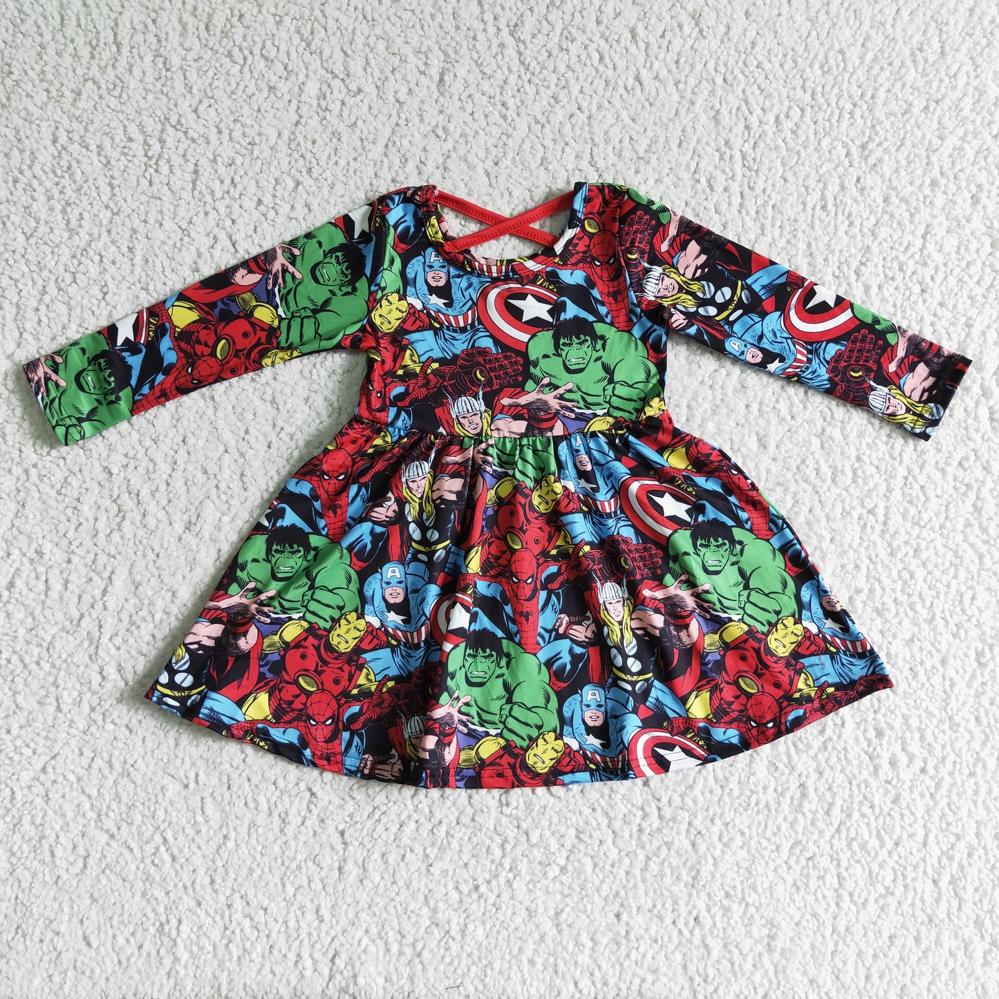 GLD0064 Movie Film Hero Red Girls Long Sleeve Dresses