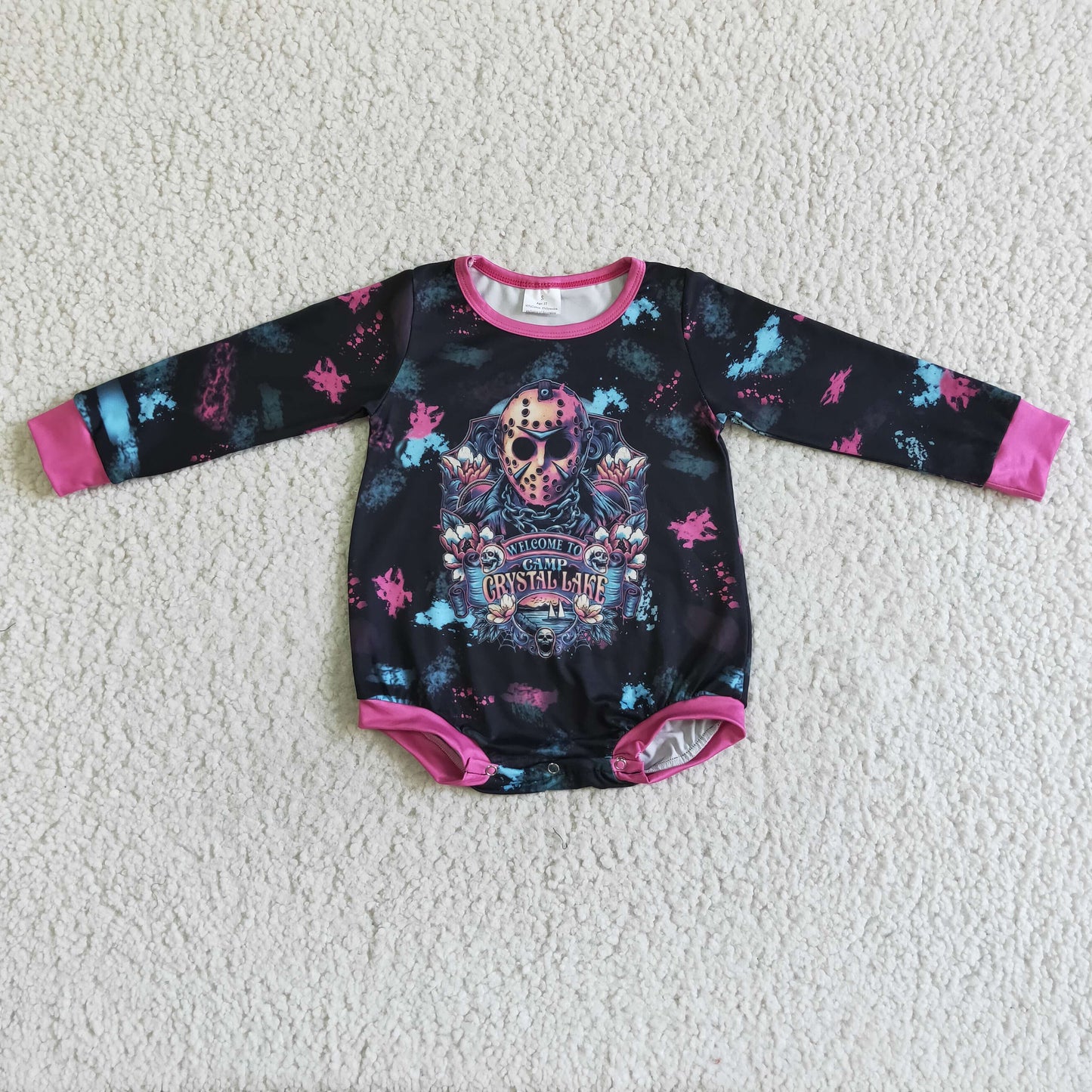 LR0081 Halloween Pink Singer Music Band Ghost Cartoon Girls Long Sleeve Romper