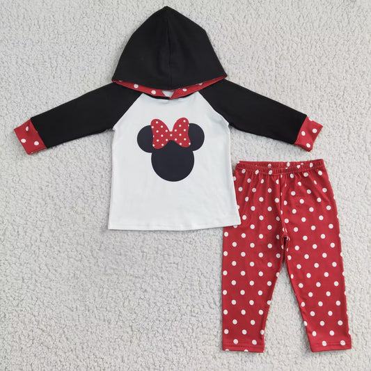 6 B9-5 M Cartoon Red Dots Girls Long Sleeve Hoodies Outfits