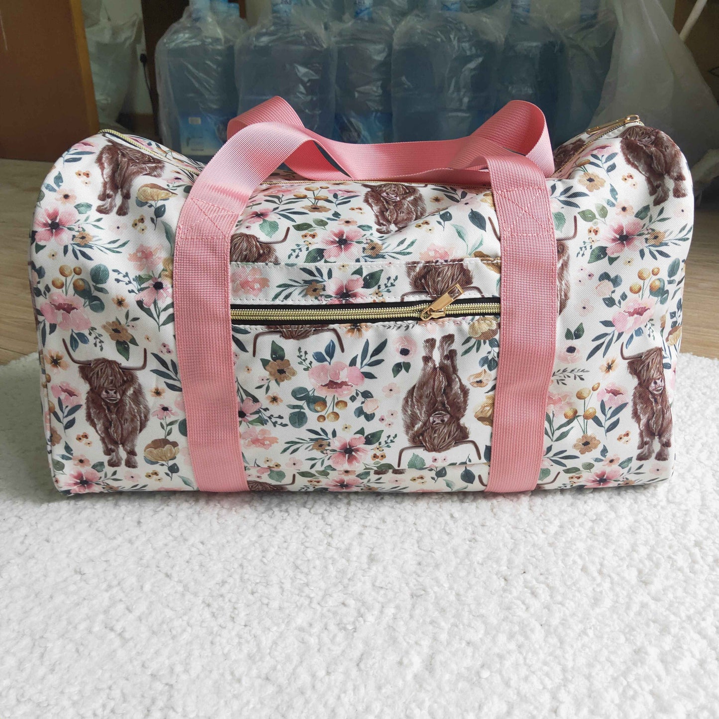 BA0008 Pink Highland Cows Print Little Bag Bagpack