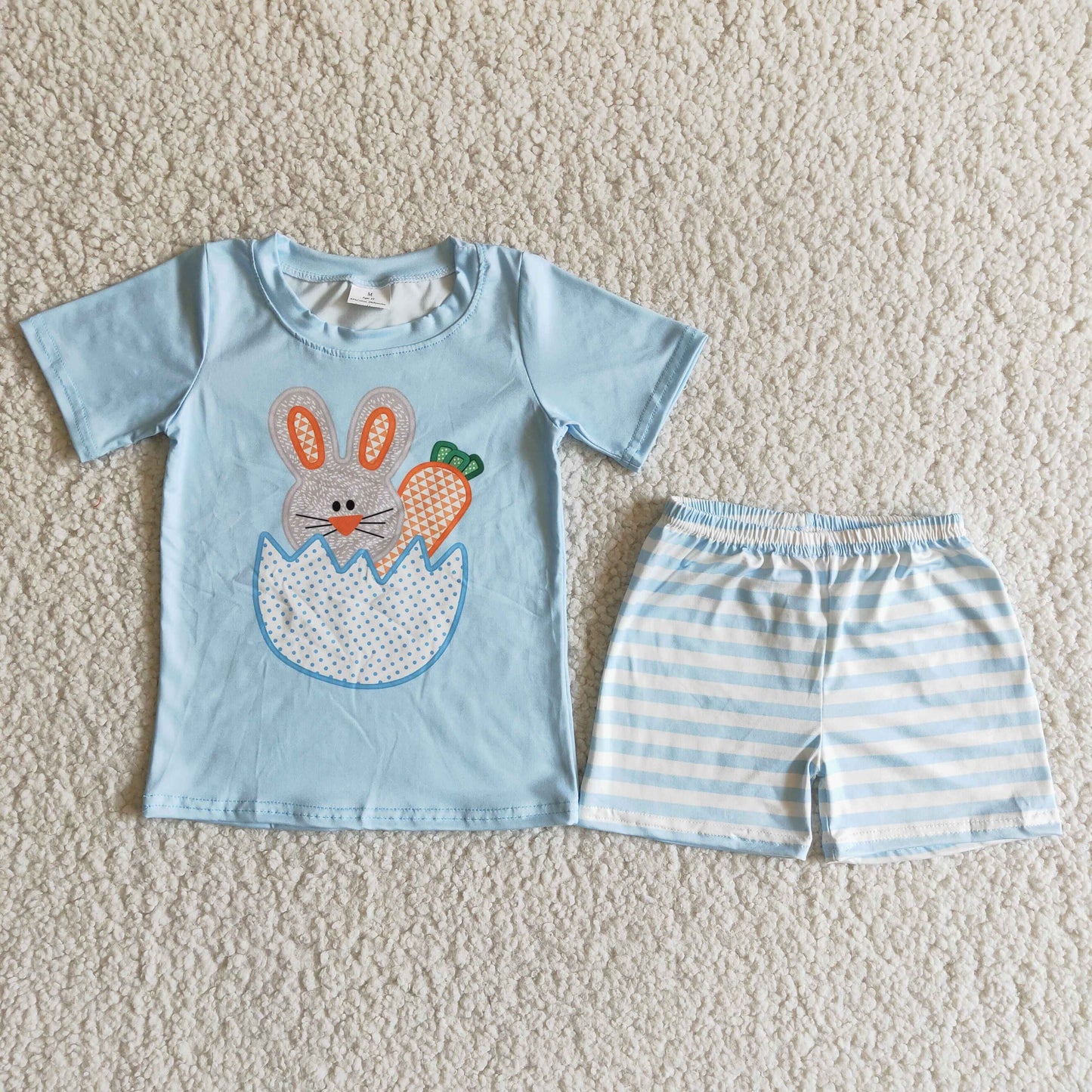 promotion RTS B11-25 Easter Rabbits Blue Boys Short Sleeve Shorts Outfits