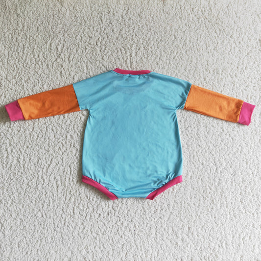 LR0150 Pink Music Singer Cartoon Girls Long Sleeve Romper