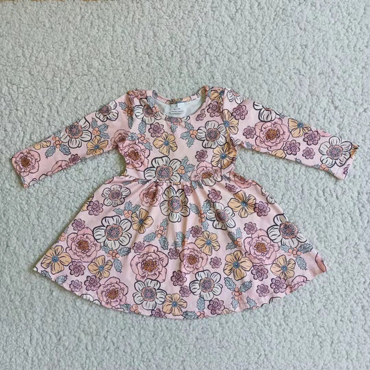 Floral Print Long Sleeve Baby Girls Casual Dress