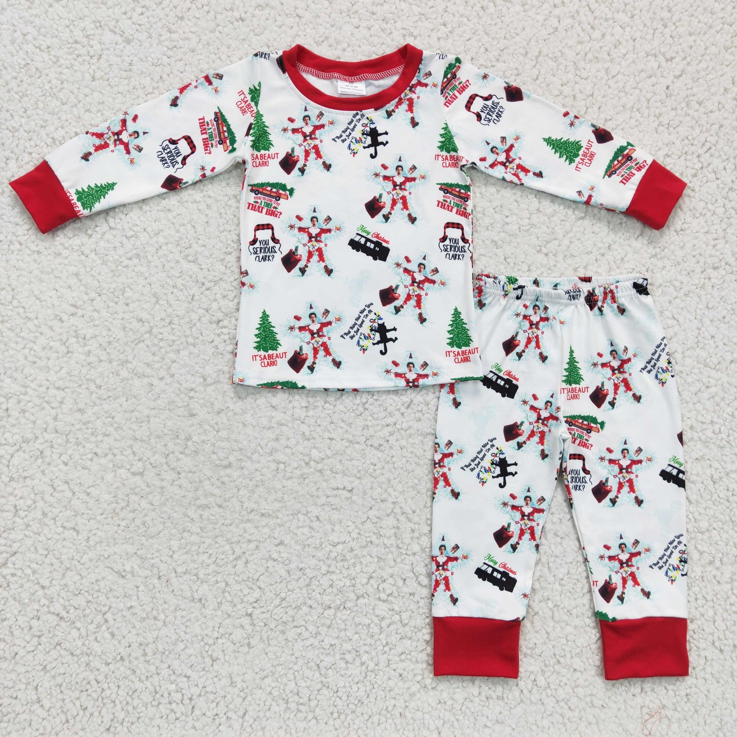 6 C11-16 Christmas Red Cartoon Boys Long Sleeve Pajamas Outfits