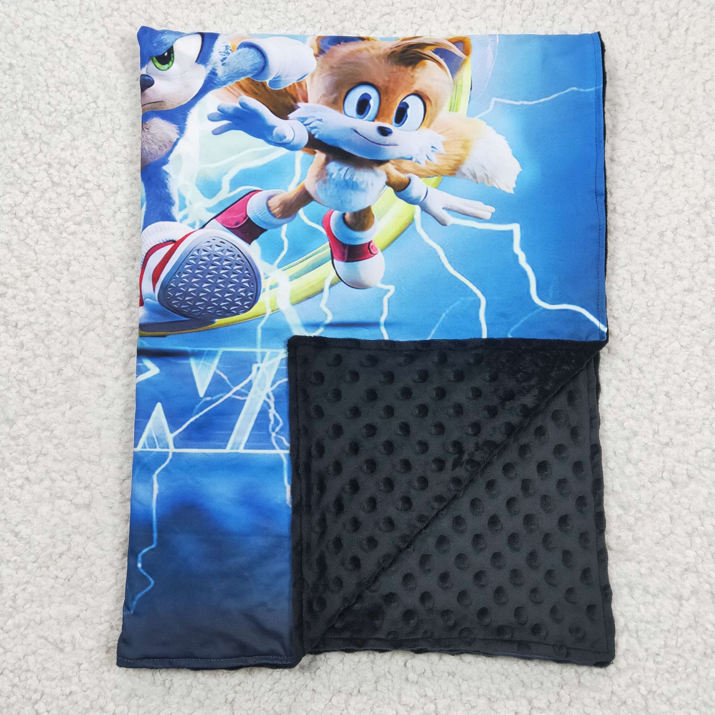 BL0037 Blue Speed Cartoon Print Blanket