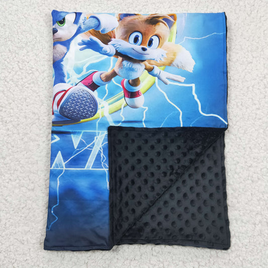BL0037 Blue Speed Cartoon Print Blanket