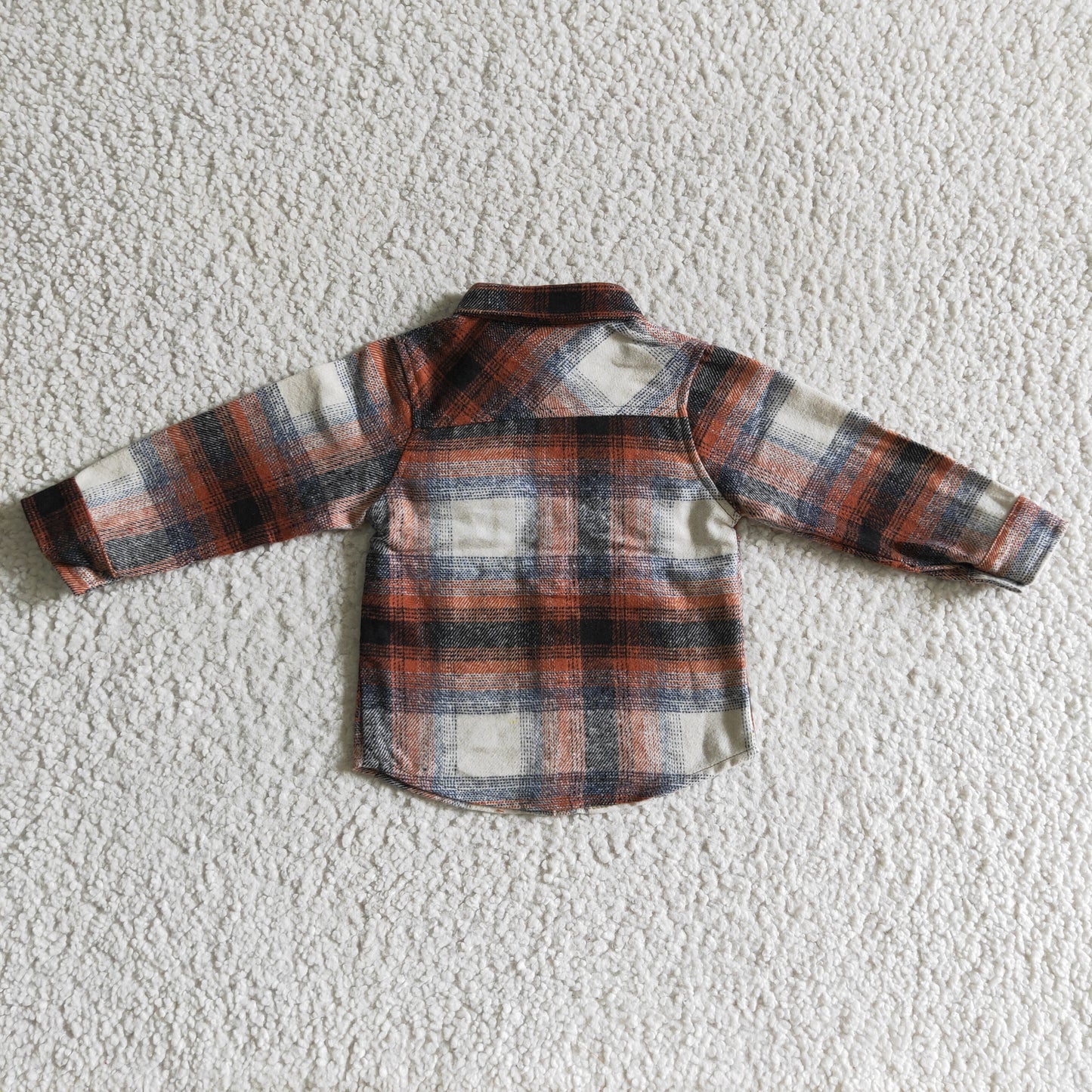 BT0116 Brown Plaid Boys Long Sleeve Top Winter Collar T-Shirts