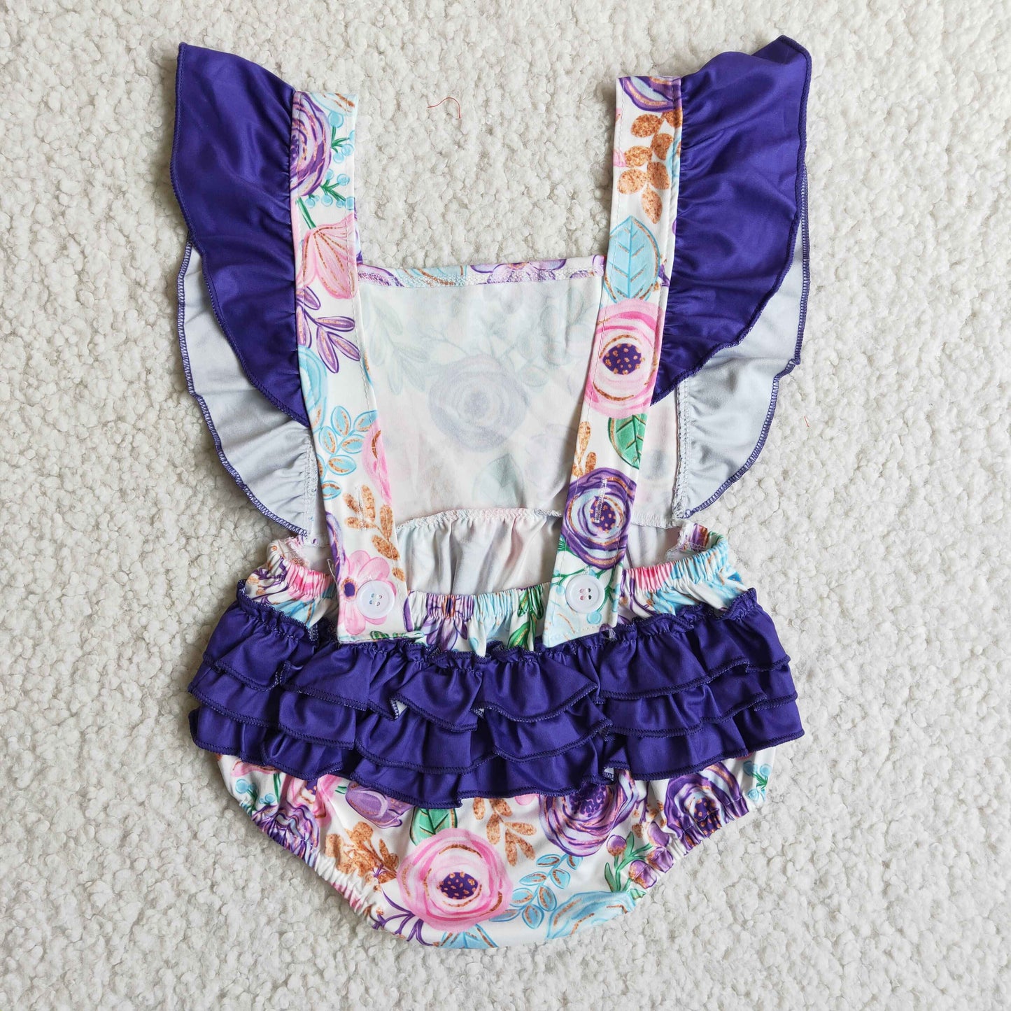 promotion RTS B3-27 Purple Floral Newborn Girls Short Sleeve Romper