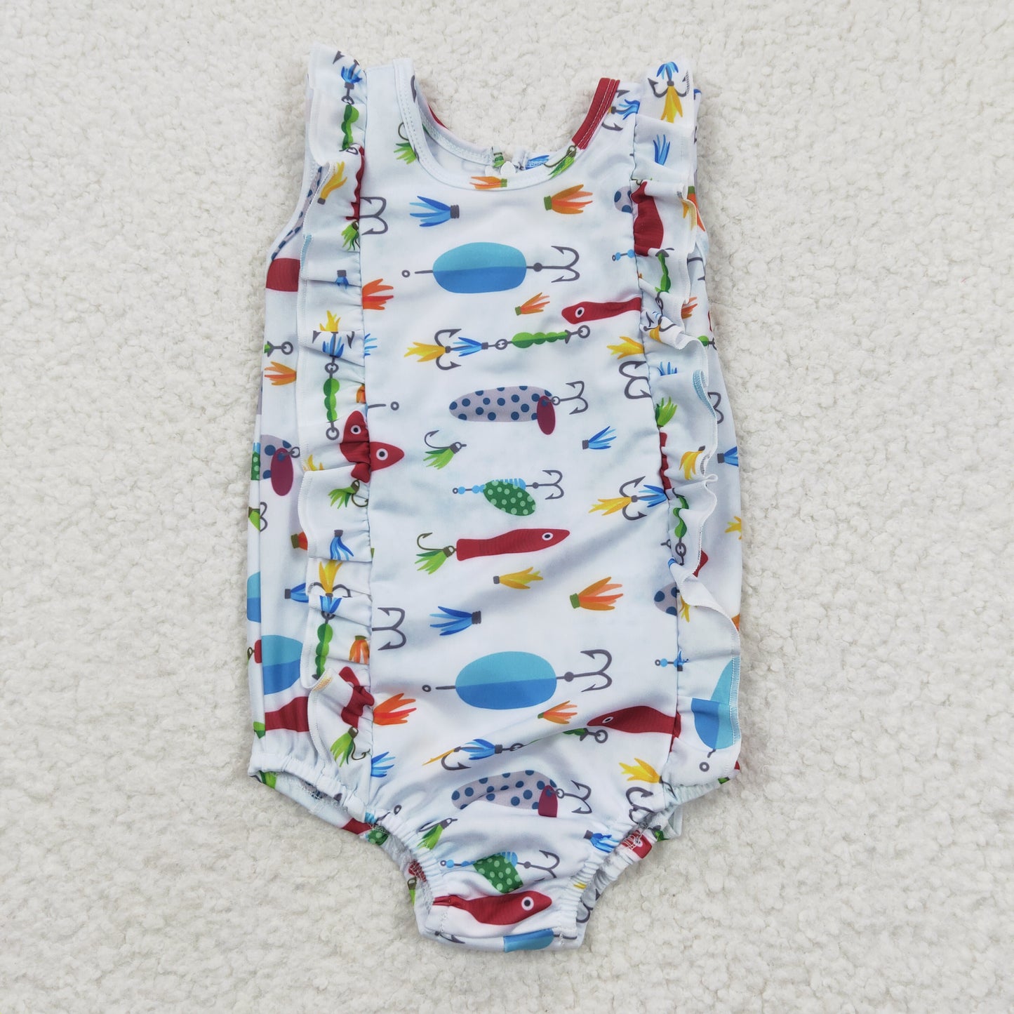 S0043 Fishing Blue Girls Swimming Bathing Suits Swimsuits