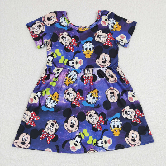 promotion GSD0244 Purple Duck M Cartoon Girls Short Sleeve Dresses