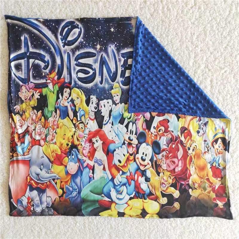 6 B2-16 Blue Cartoon Princess Print Blanket