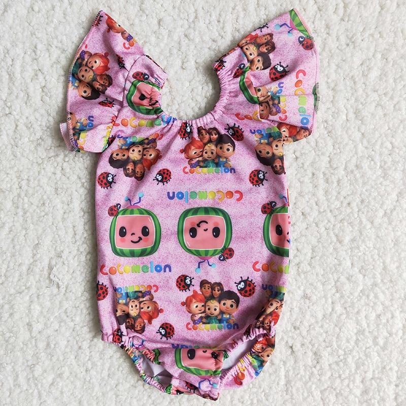 promotion RTS A1-4 Pink Cartoon Girls Swimming Bathing Suits Swimsuits