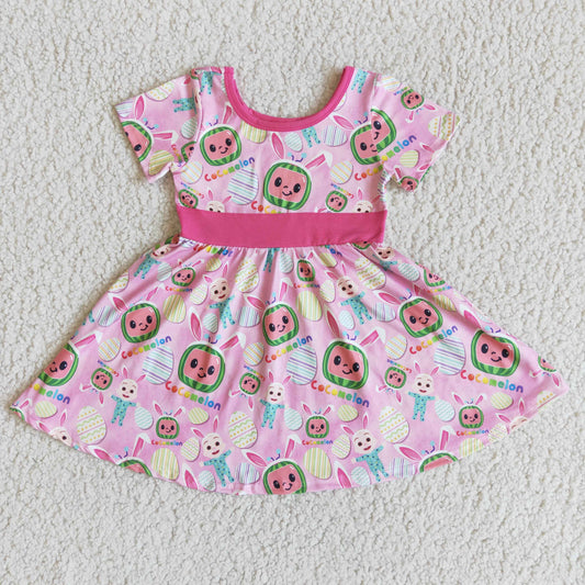 promotion RTS D12-12 Easter Cartoon Watermelon Rabbit Cute Twirl Dress