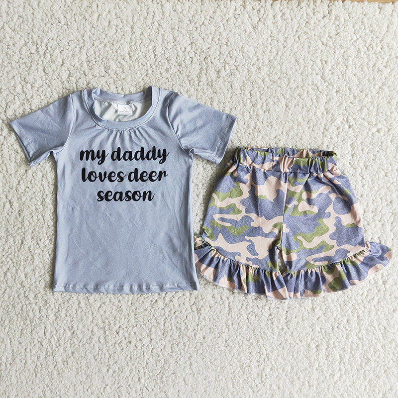 promotion RTS B11-22 My Daddy Loves Deer Season Camo Print Girls Set