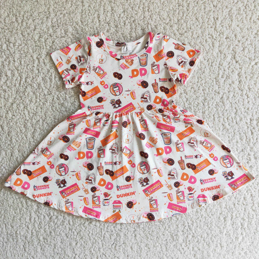 Donut Short Sleeve Baby Girls Twirl Dress