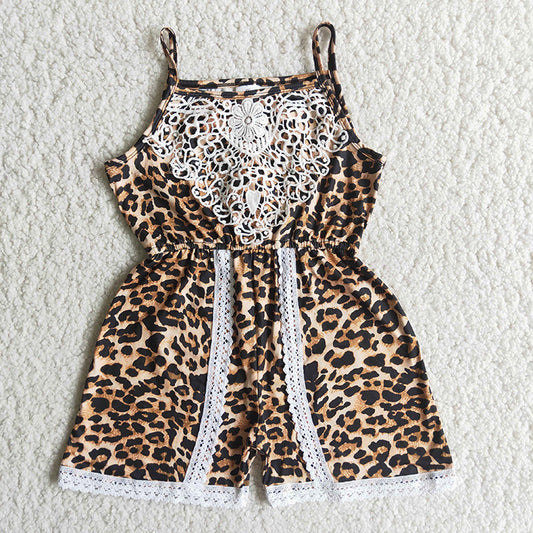 promotion RTS A15-12 Lace Leopard Print Girls Jumpsuits
