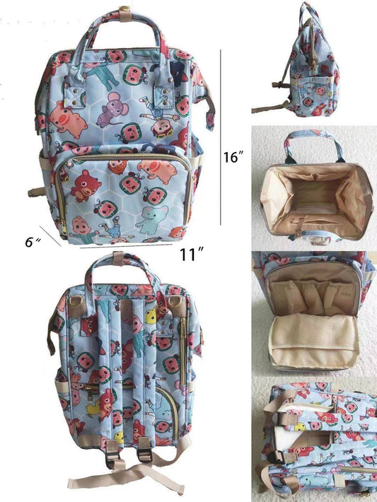 C16-M Blue Watermelon Print Cartoon School Bag Bagpack