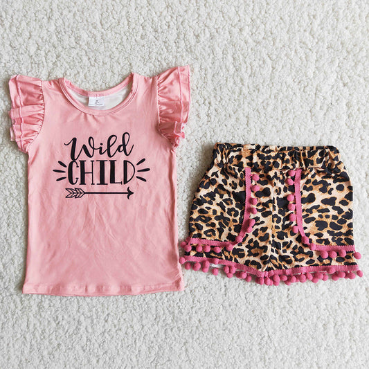 promotion RTS C3-3 Wild Child Pink Leopard Print Girls Set