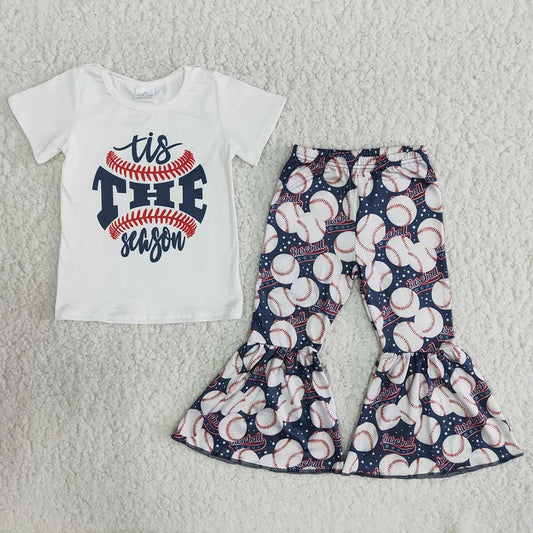 Football Short Sleeve Girls Bell-Pants Outfits