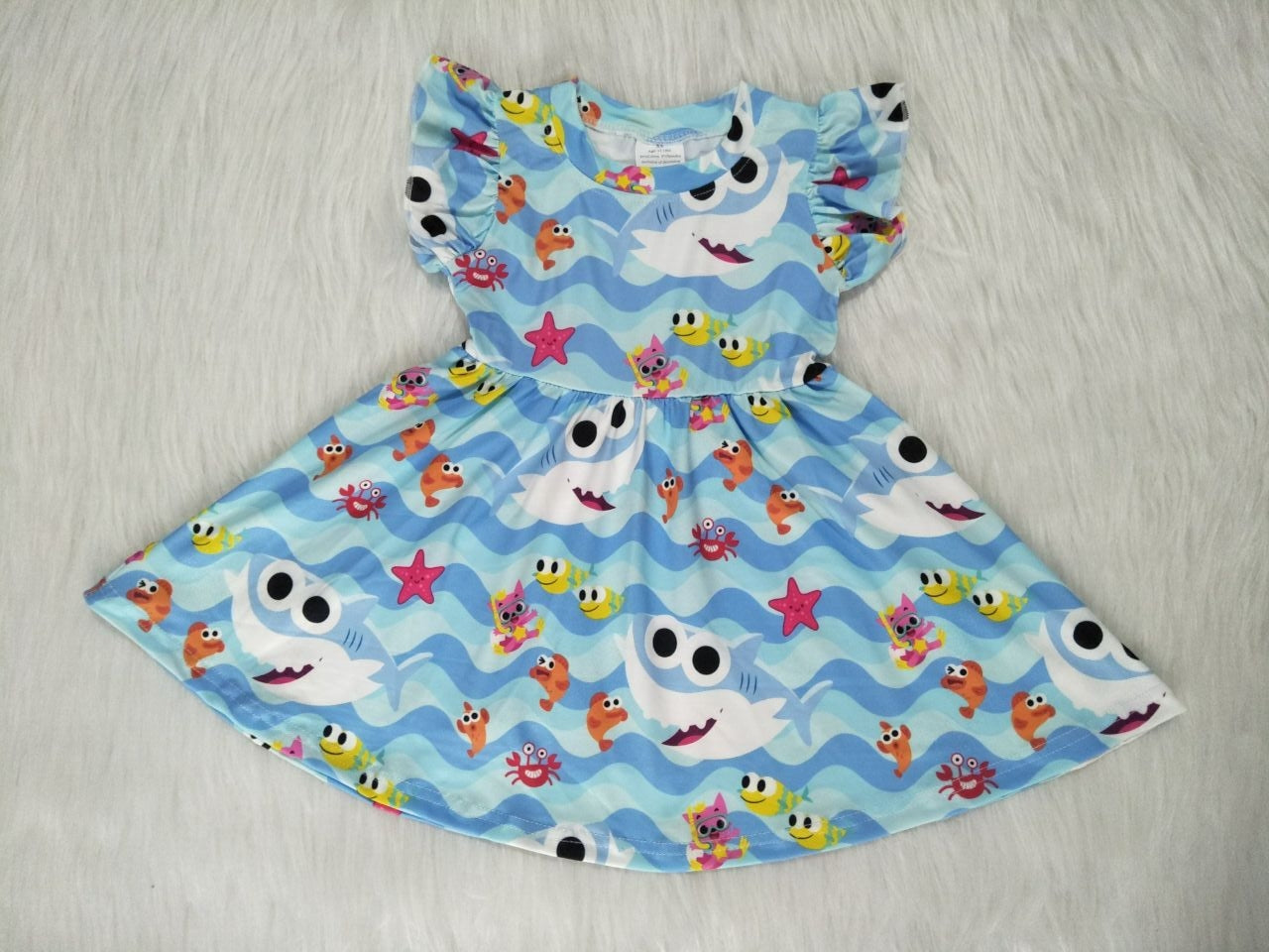 Flutter Sleeve Shark Twirl Dress