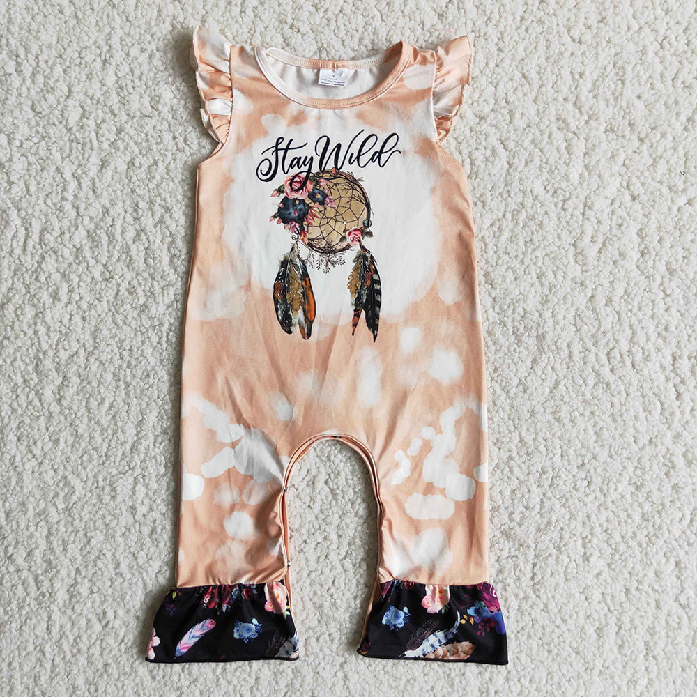 promotion RTS D3-17 Stay Wild Baby Girls Short Sleeve Romper