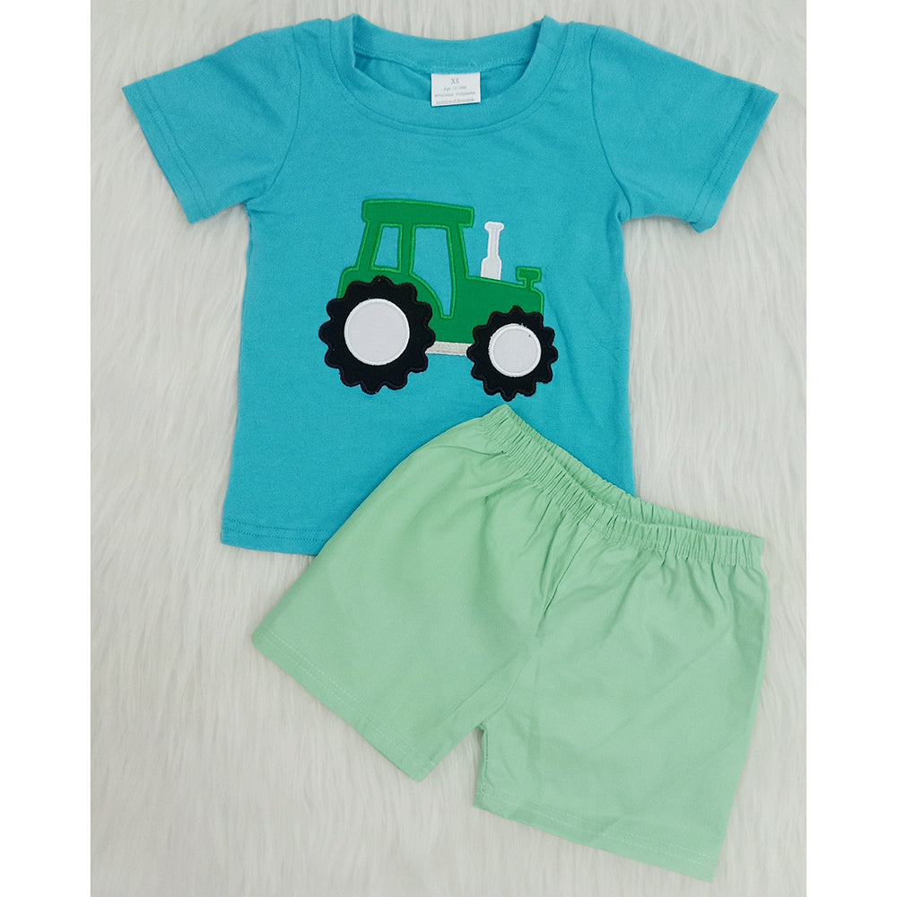 Boys Embroider Tractor Set