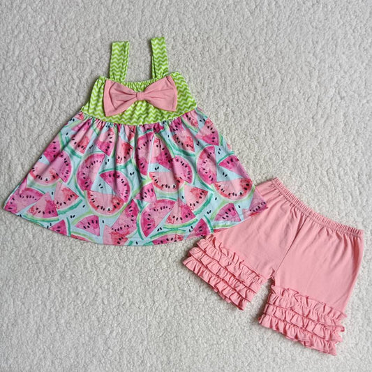 promotion RTS B3-3 Watermelon Summer Pink Shorts Girls Outfits