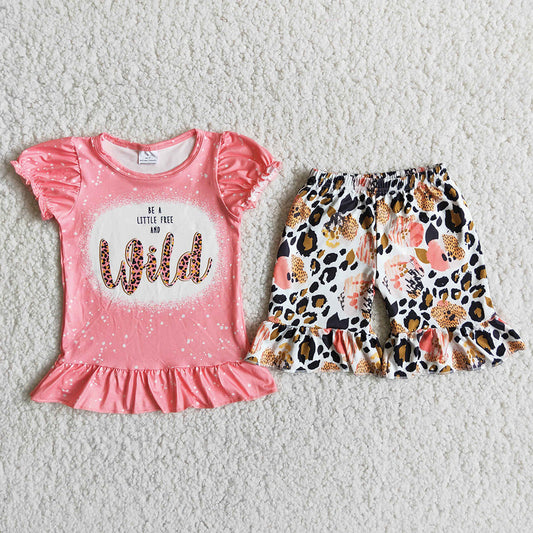 promotion RTS D12-18 Be A Little Free And Wild Leopard Print Girls Set