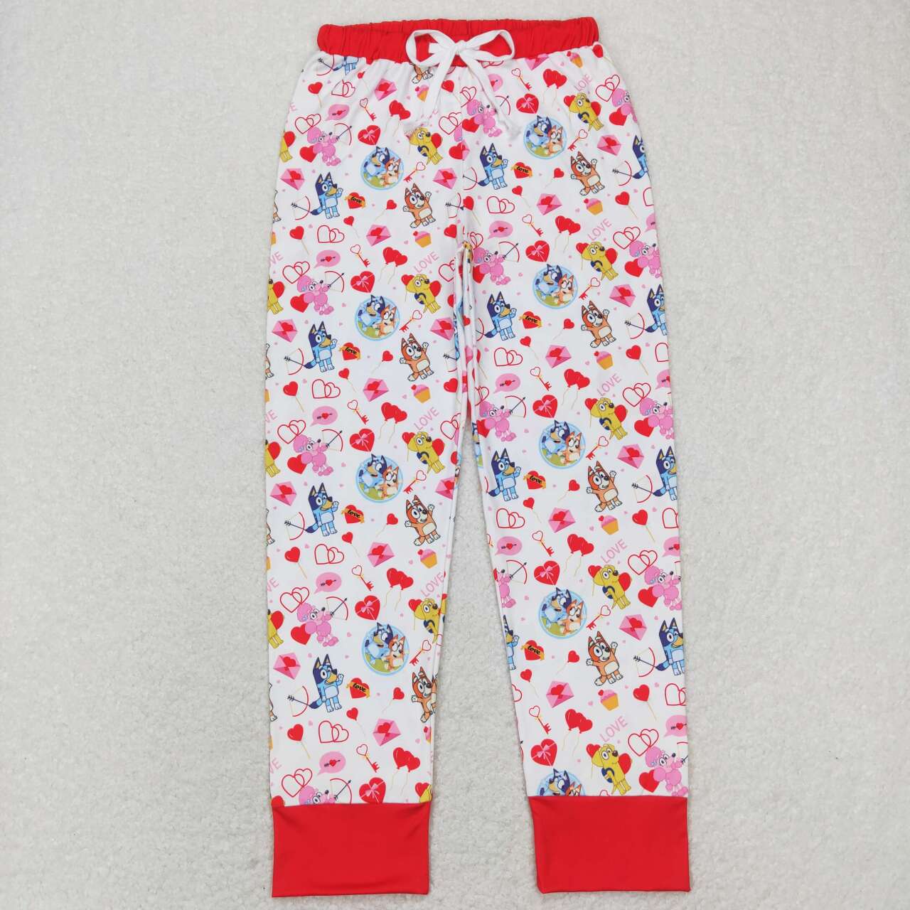 P0418  Adult Valentine Love Red blue Dog Cartoon  Girls Bell Pants