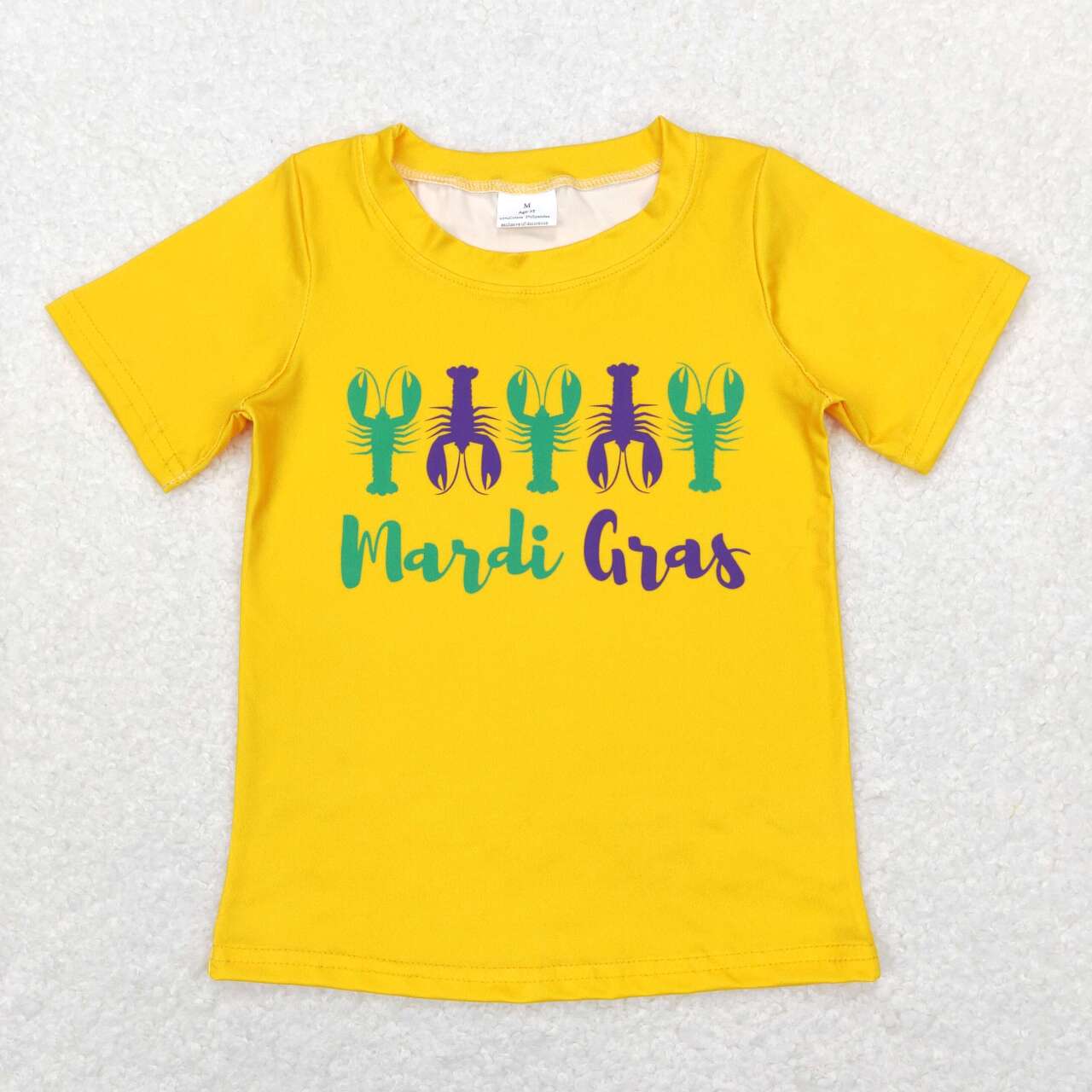 GSPO1356 2pcs BT0502 Mardi Gras Yellow Green Crawfish purple Sequin Girls Short Sleeve Bell Bottom Pants Outfits