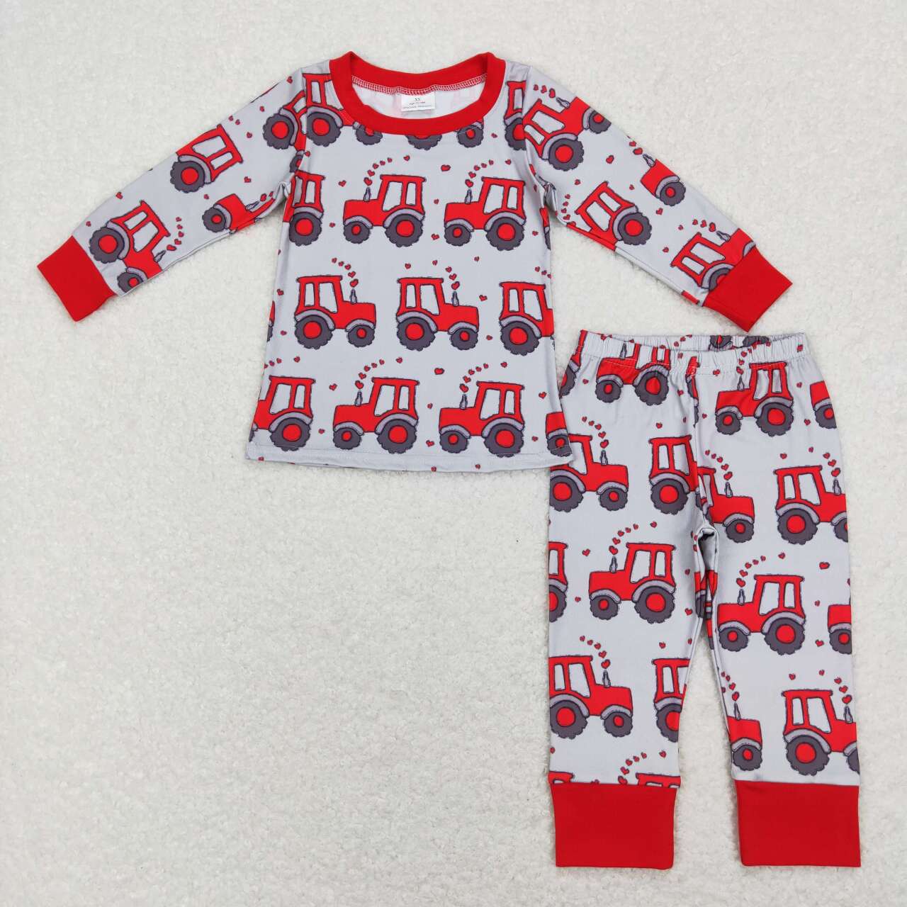 BLP0449  Valentine Love Red Truck Boys Long Sleeve Pants Outfits Pajamas