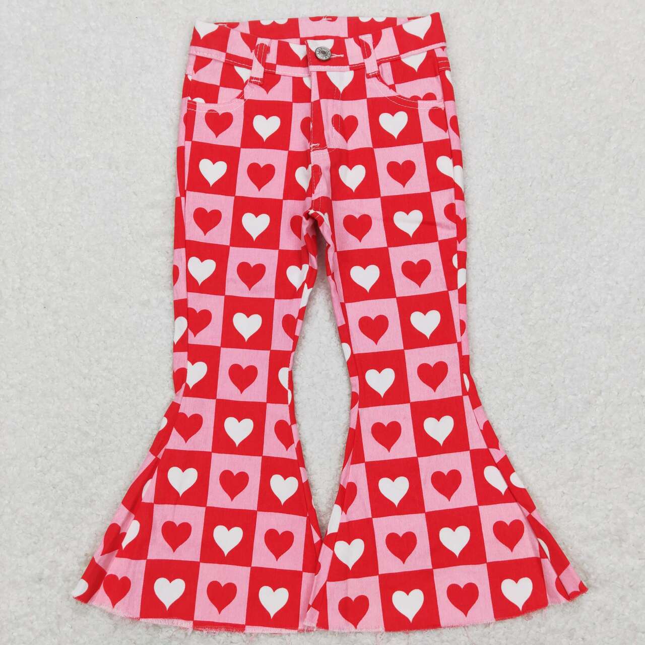 P0324 Love Valentine Girls Bell Pants Denim Jeans