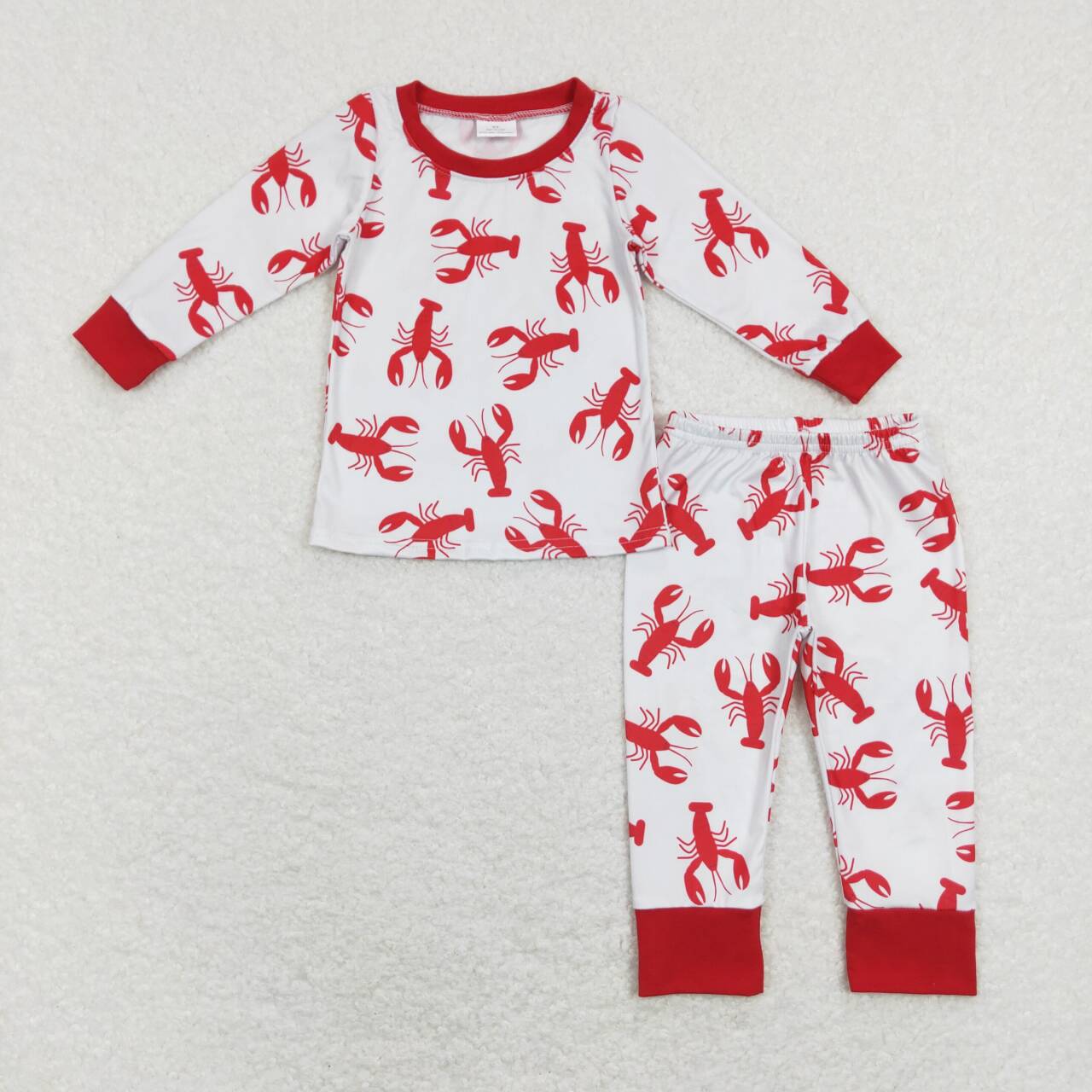 BLP0441 Red Crawfish  Boys Long Sleeve Pants Outfits Pajamas