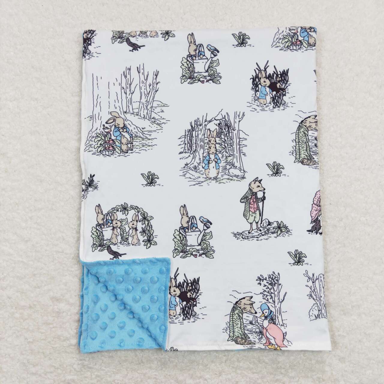 BL0090 Blue easter rabbit Print Blanket