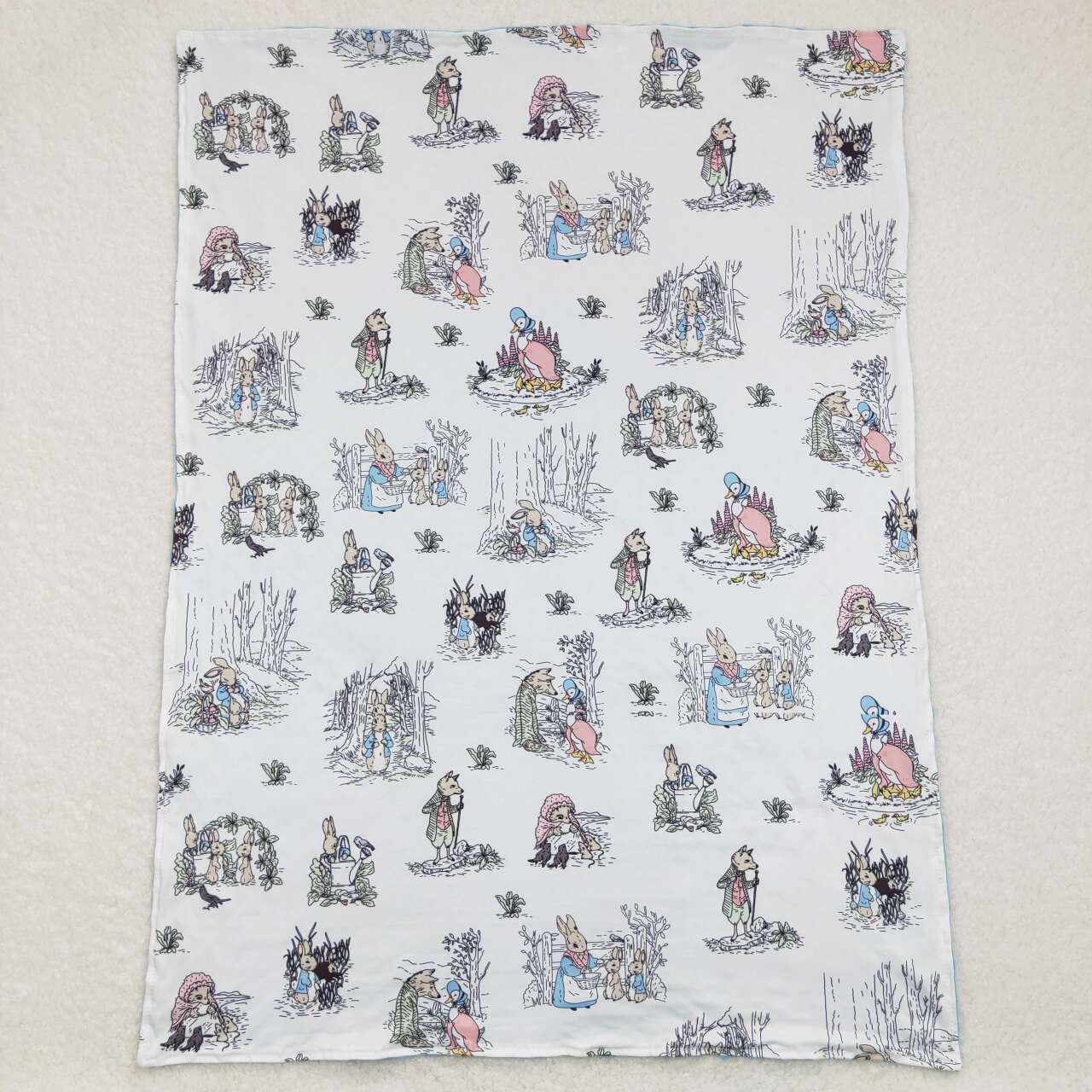 BL0090 Blue easter rabbit Print Blanket