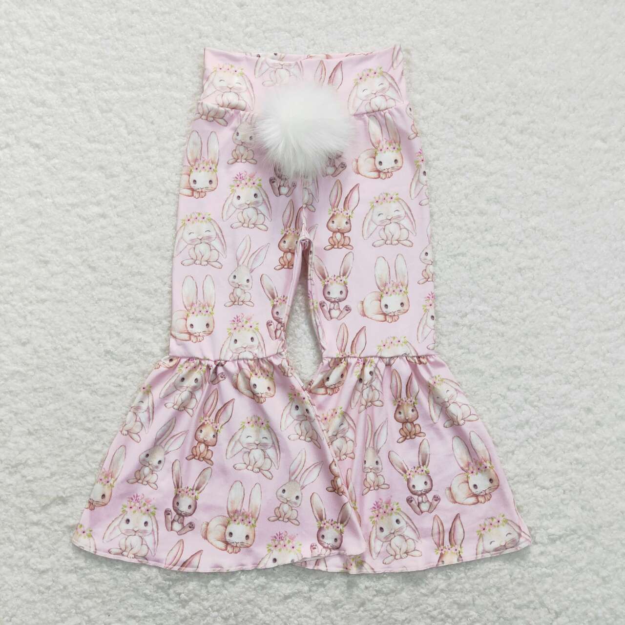 P0387 Easter Pink Rabbit  Baby Girls Long Pants