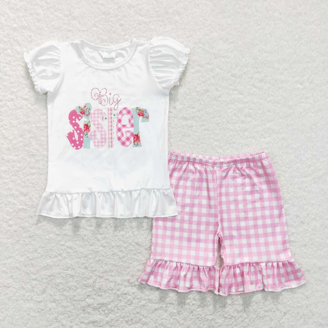 GSSO0395 Pink Sister Girls Short Sleeve Shorts Outfits