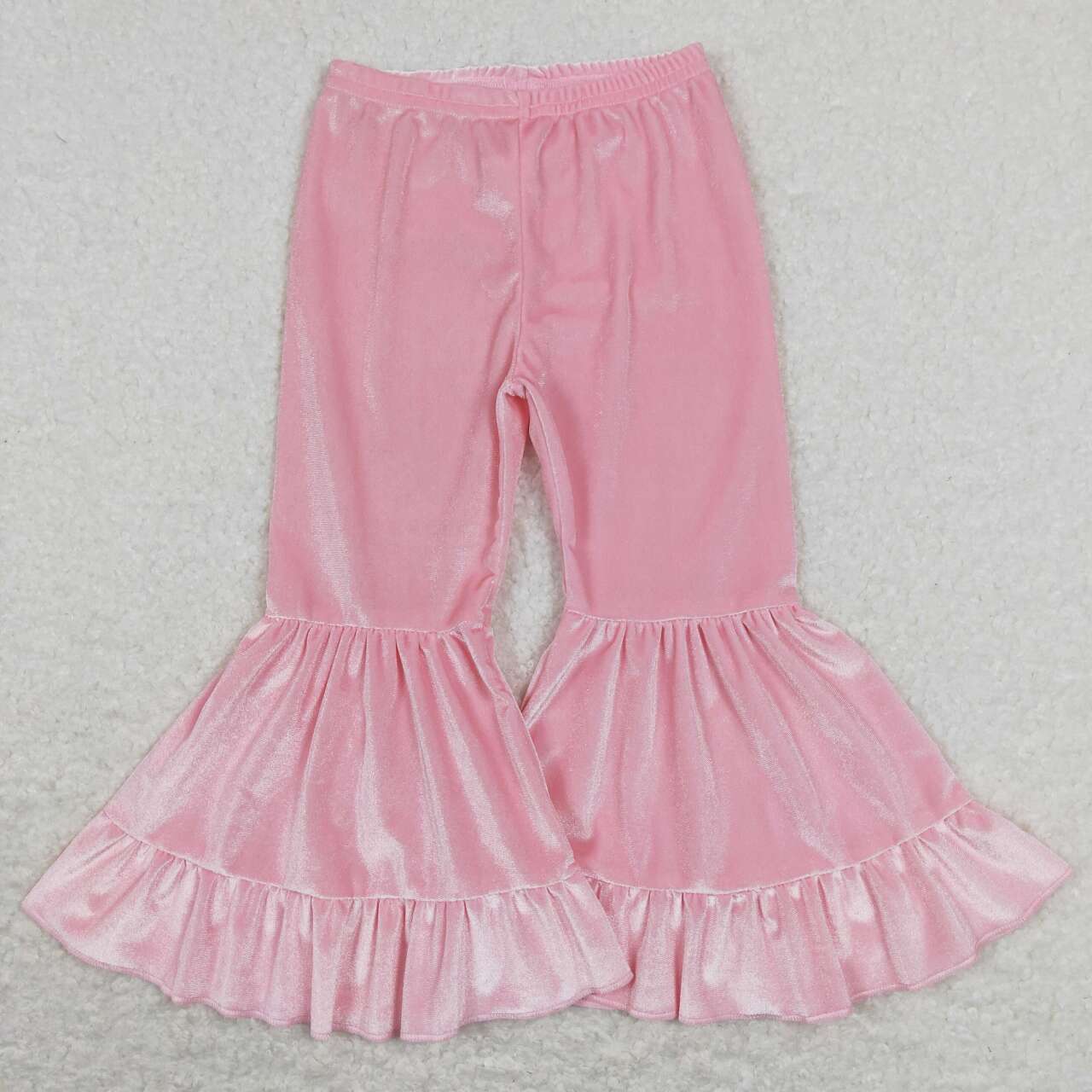 P0416 Pink Velvet Print Girls Long Pants